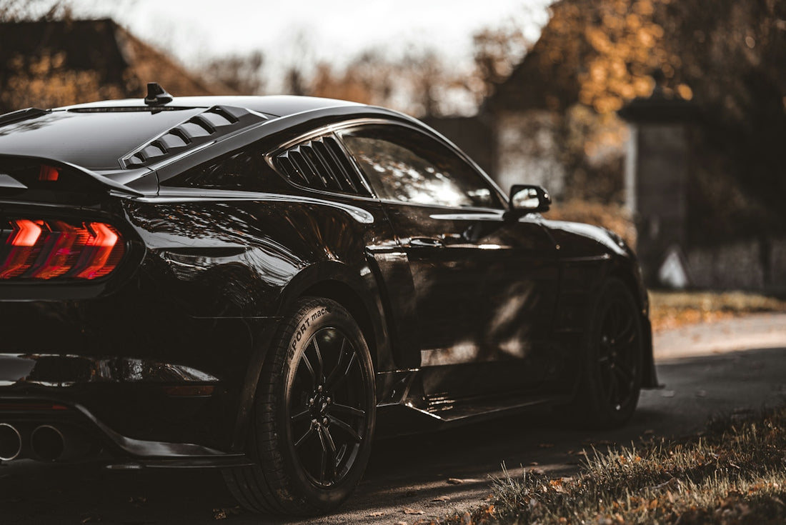 a black car on a road
