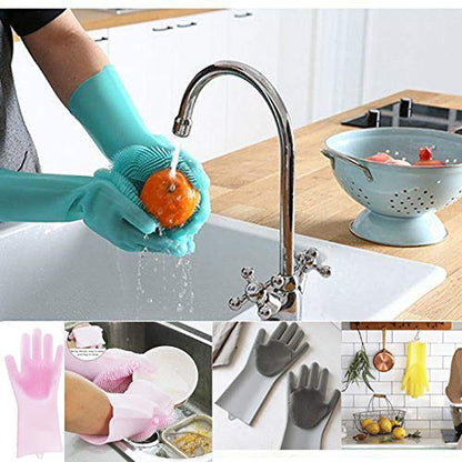 Magic silicone cleaning gloves for dishes vegetables and fruit washing