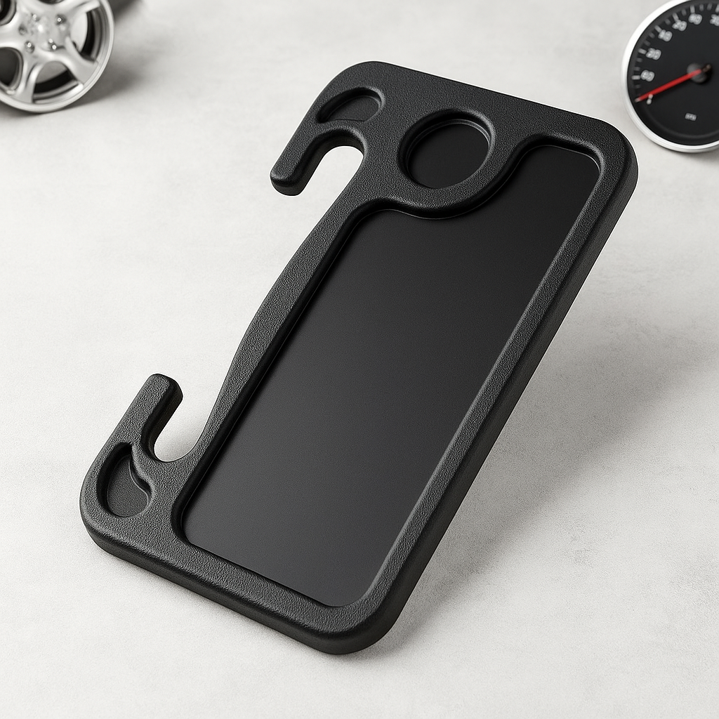 Universal portable car steering wheel tray on white background