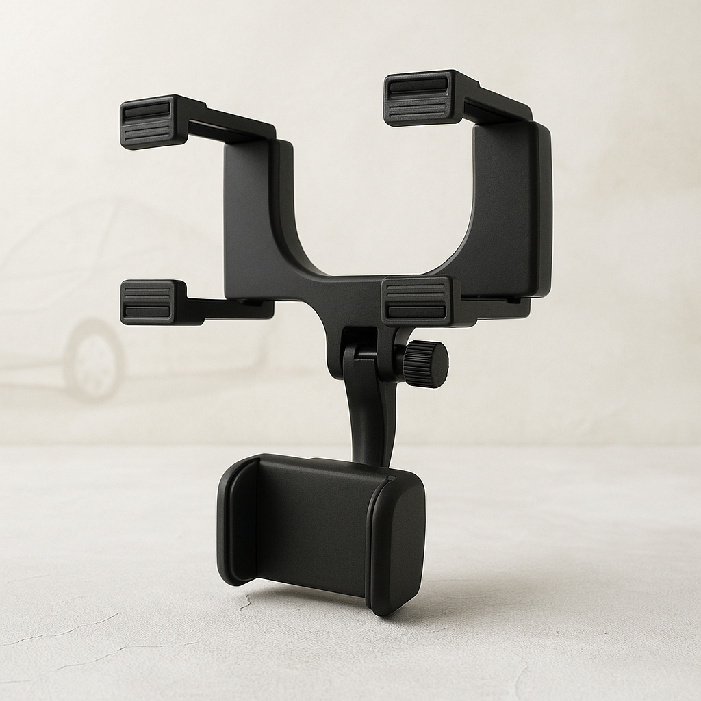 360° rearview mirror phone holder with adjustable arm clamp