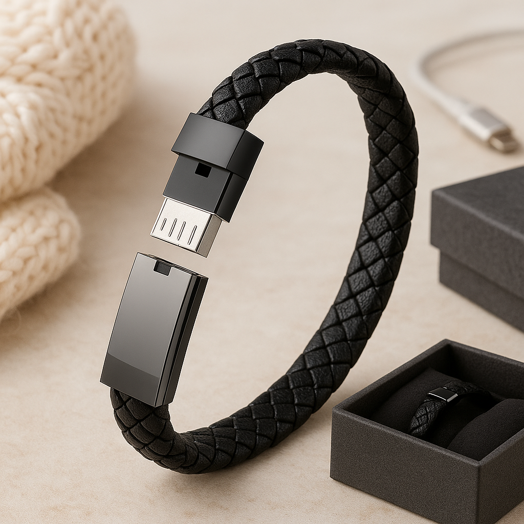 USB bracelet charger leather design wearable charging cable for iPhone