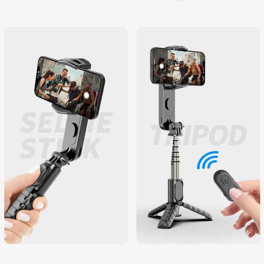 Handheld smartphone gimbal stabilizer with foldable design and carry case