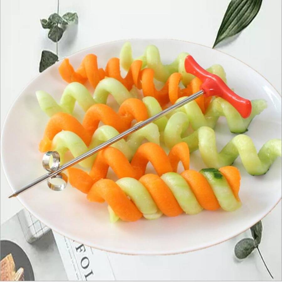 Spiral potato cutter tool for twister fries vegetables and sausages