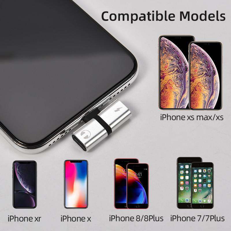 2-in-1 audio charging adapter compatible with iPhone 14 13 12 and 11