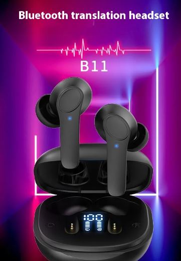 Wireless Bluetooth translator earbuds for real-time language translation