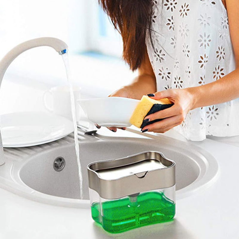 Double layer kitchen sink organiser rack for sponge soap brush and cloth