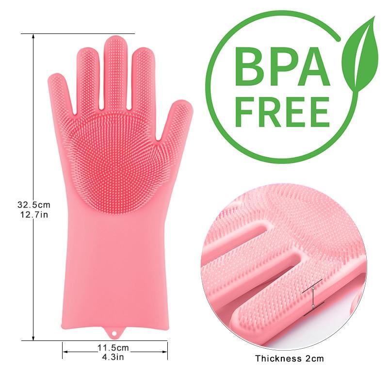 Waterproof magic silicone dishwashing gloves for kitchen and bathroom cleaning