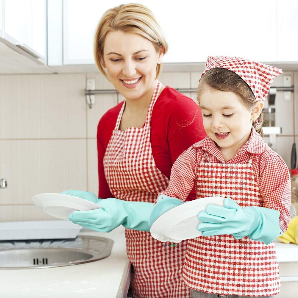 Silicone scrubbing gloves magic dishwashing mitts for pots and pans