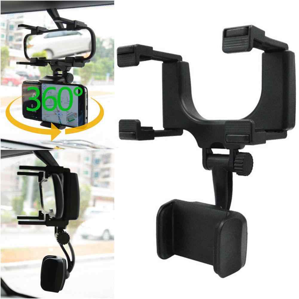 Adjustable rearview mirror phone mount with dual-layer silicone grip