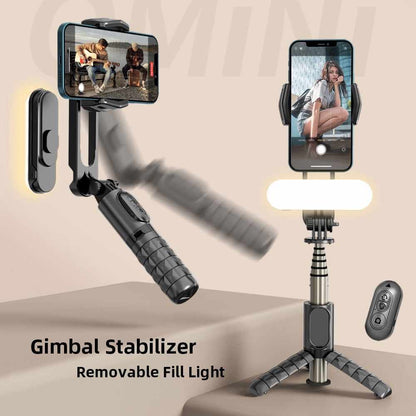 Compact portable gimbal stabilizer for iPhone Android and GoPro camera