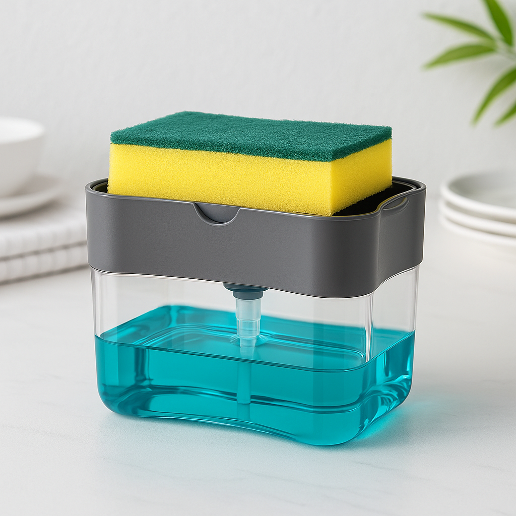 Double layer sponge and soap rack for kitchen sink organisation