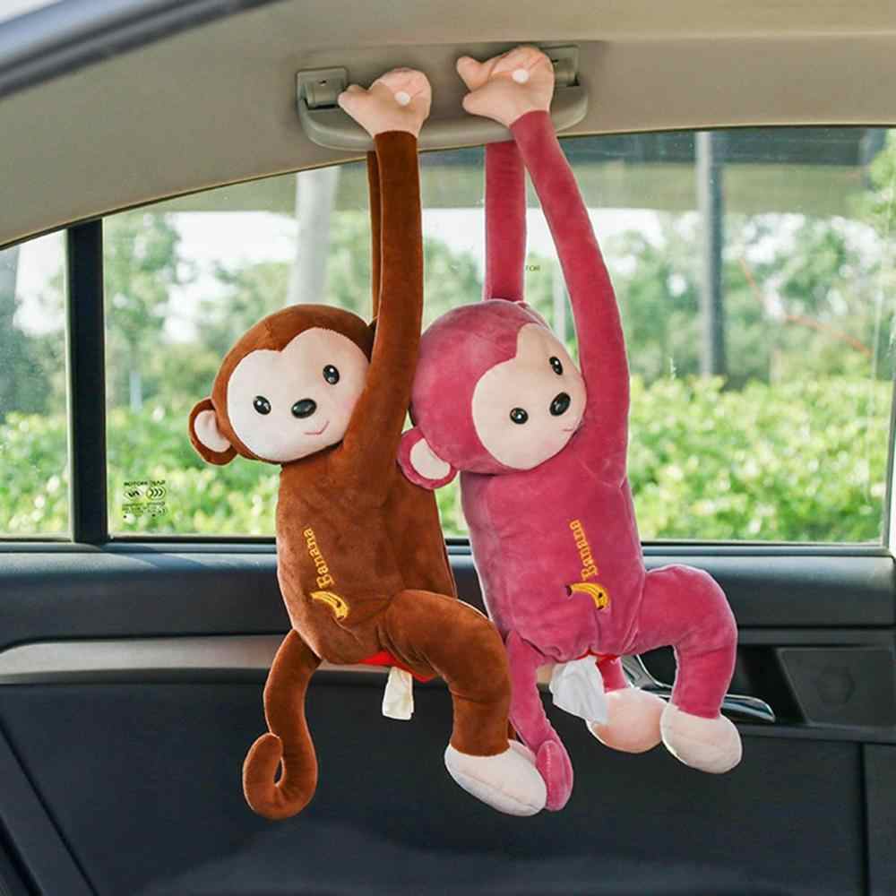 Novelty hanging monkey tissue box for car armrest and headrest