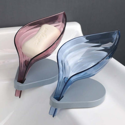 Leaf soap dish holder with drain holes for bathroom kitchen and laundry N