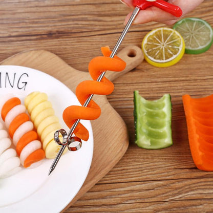 Spiral vegetable and potato cutter slicer with adjustable thickness