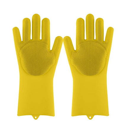 Multi-purpose magic silicone gloves for dish washing pet grooming and cleaning