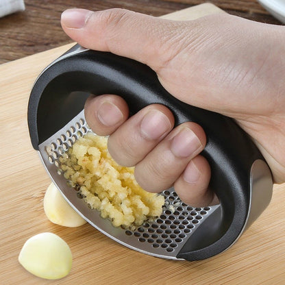 Professional stainless steel garlic press mincer for home and restaurant kitchen