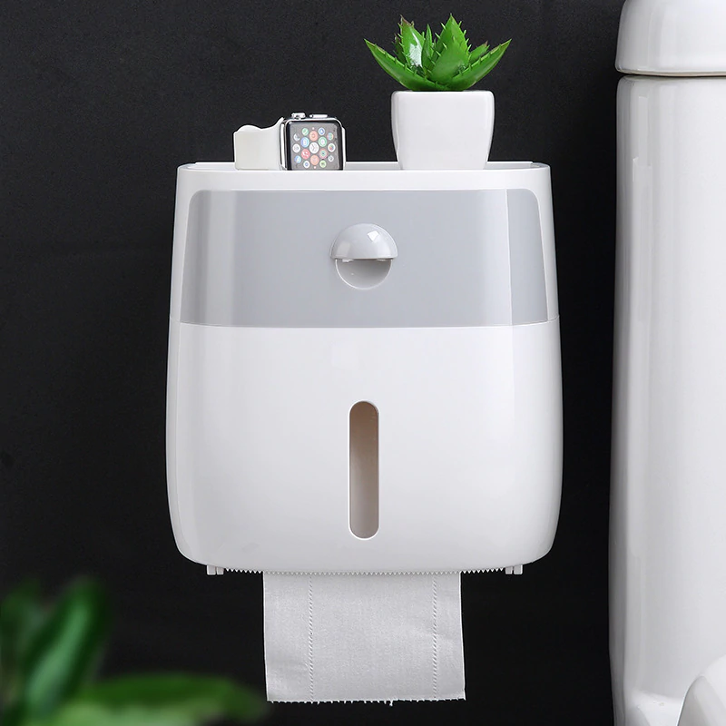 Adhesive wall mount waterproof toilet roll holder no drill for bathroom