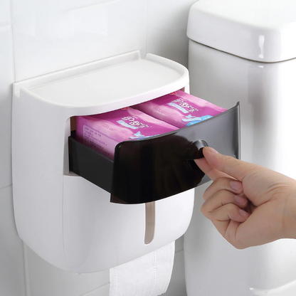 Wall mount waterproof toilet paper holder for bathroom in white