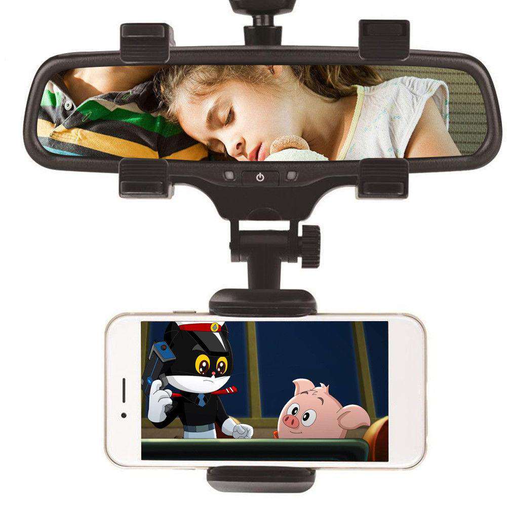 Hands-free rearview mirror phone holder for safe driving