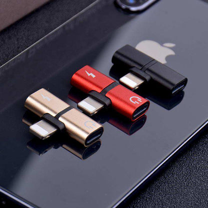 Dual function Lightning adapter for charging and listening at the same time