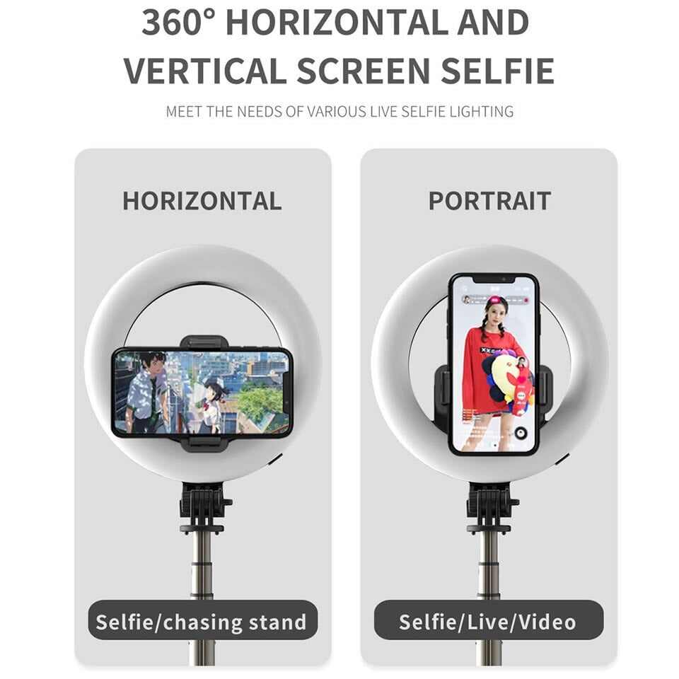 4-in-1 selfie stick extended with 360° rotation and wireless remote