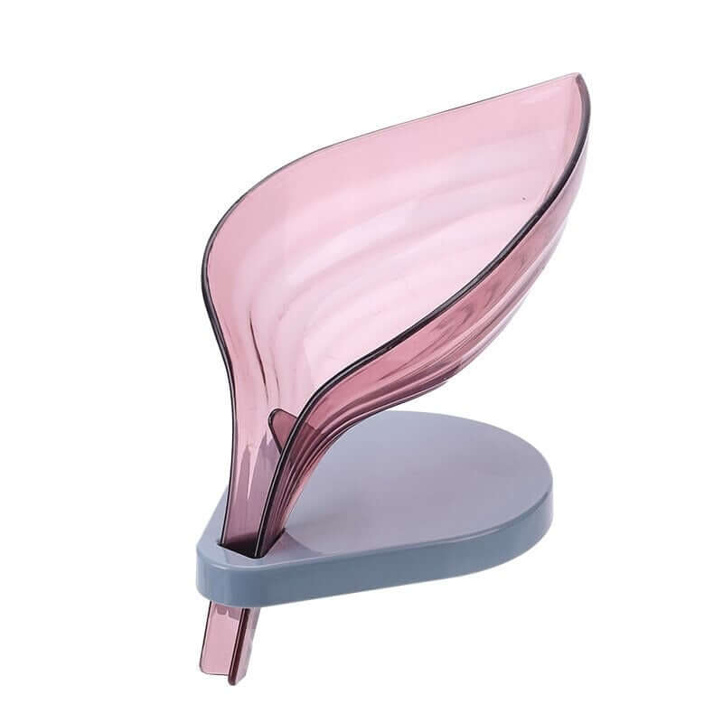 Leaf soap holder with drainage slots for countertop bathroom organisation