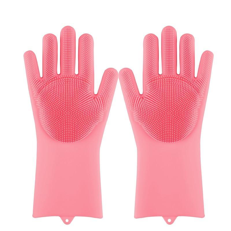 Eco friendly reusable silicone dishwashing gloves replacing sponge and brush