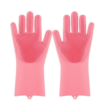 Eco friendly reusable silicone dishwashing gloves replacing sponge and brush