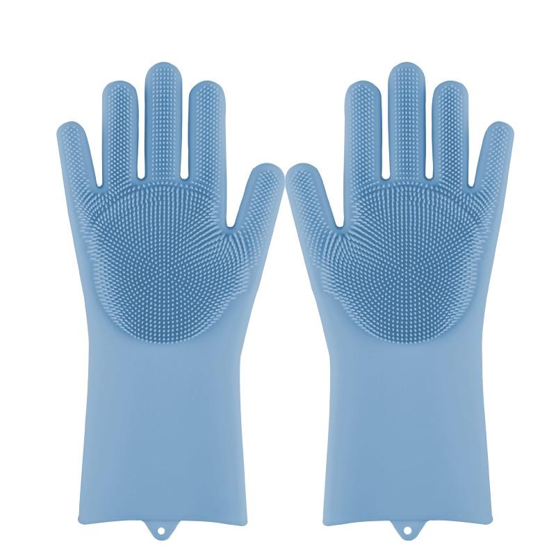 Magic silicone dishwashing gloves with wrist seal to keep hands dry