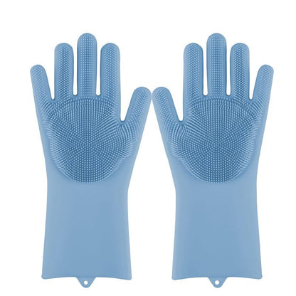 Magic silicone dishwashing gloves with wrist seal to keep hands dry